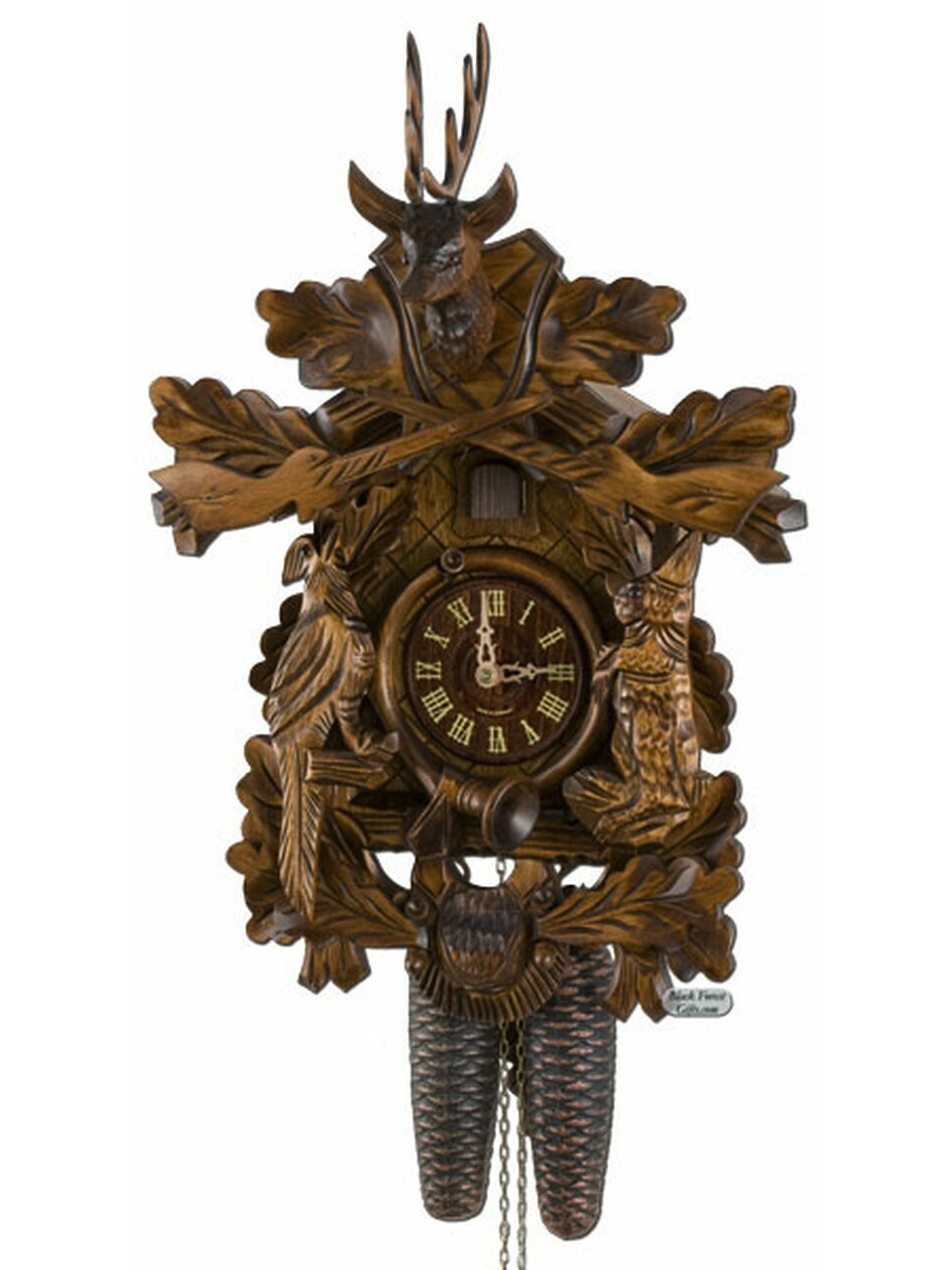 400-8-20BF 8 Day Carved Hunters Cuckoo Clock