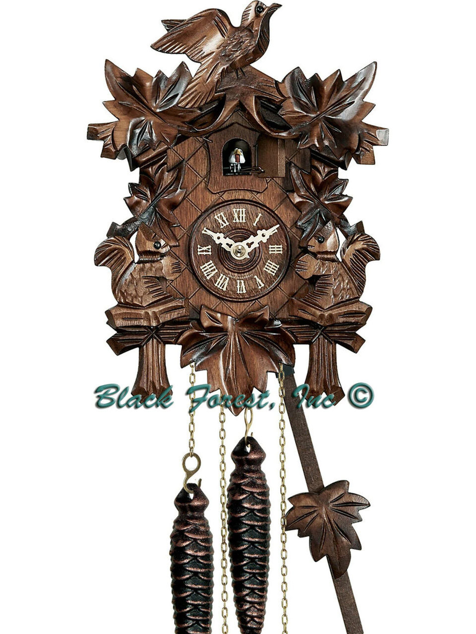 ご予約品 Karelian Golden Cuckoo オイバ・トイッカ 622 1 Day Carved Squirrels Cuckoo Clock from Germany