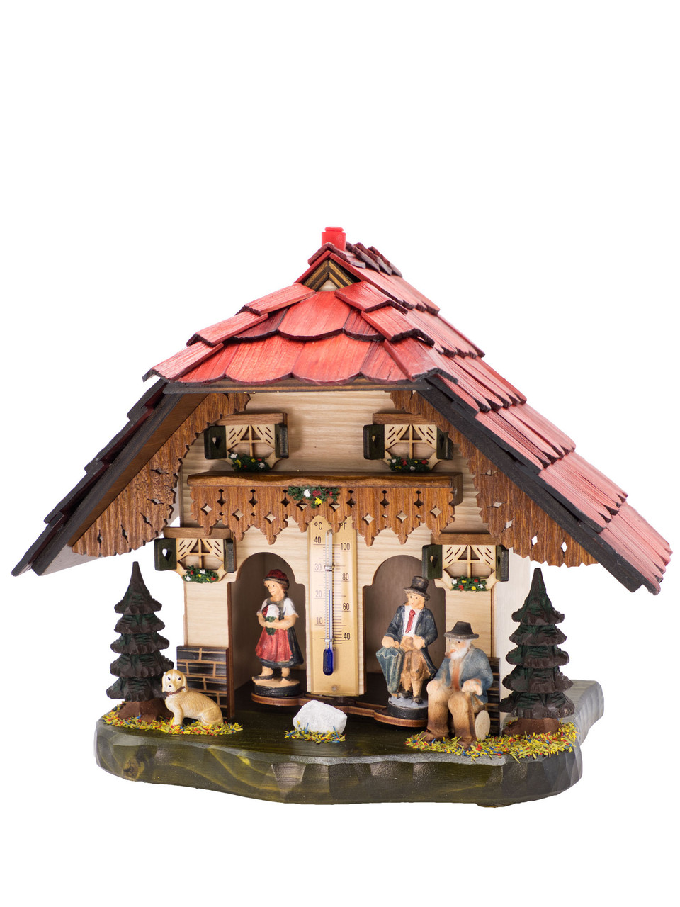 862 Wooden Black Forest German Weather House with Thermometer