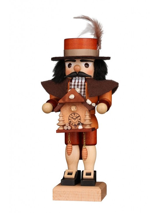 32-697 Ulbricht Natural Black Forest Man with Cuckoo Clock Nutcracker