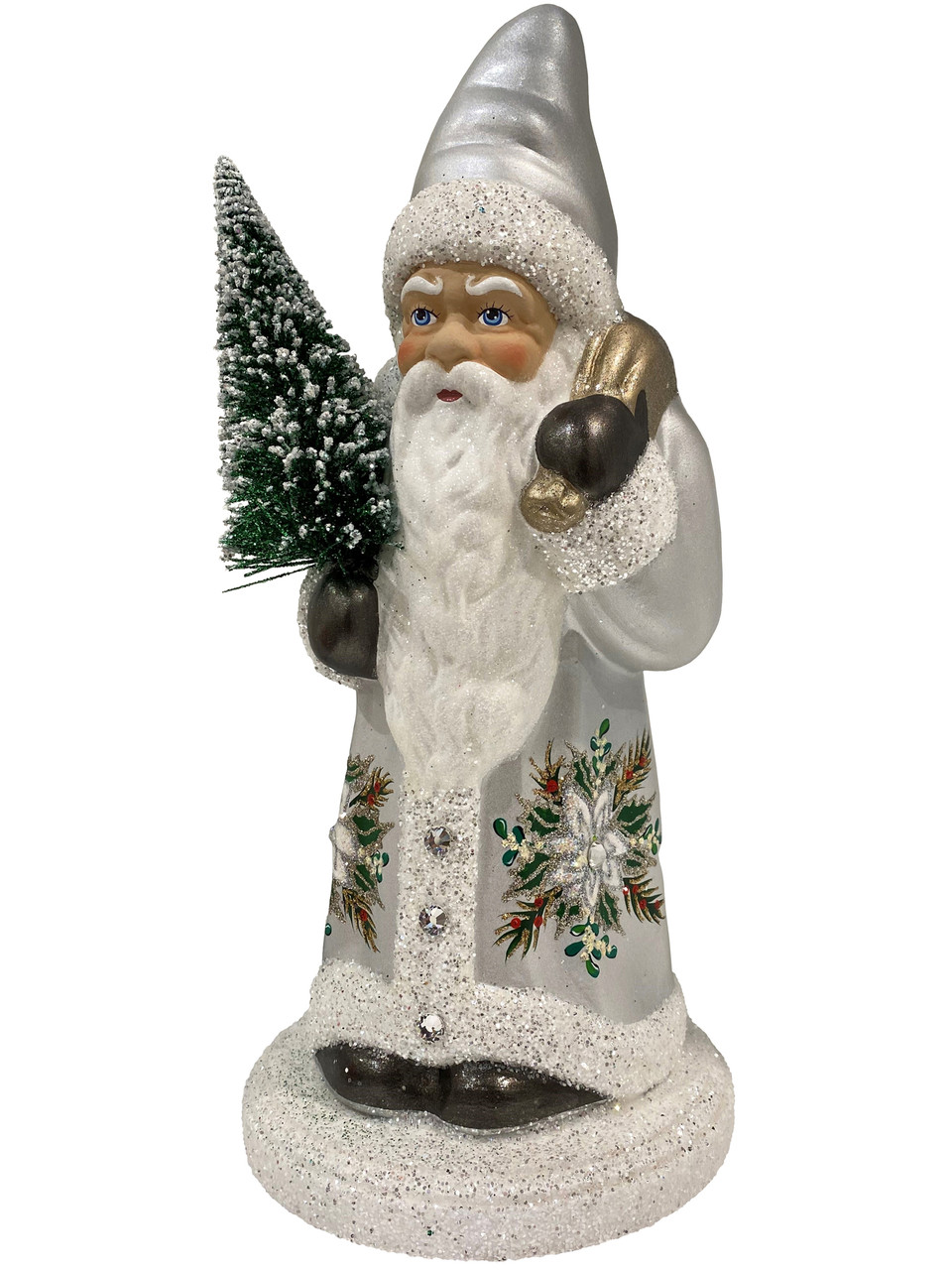Silver Santa 2433 Silver Santa with Flower Décor on base from Ino Schaller