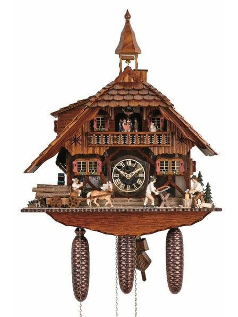 8TMT1595-9 Anton Schneider 8 Day Saw Mill Cuckoo Clock