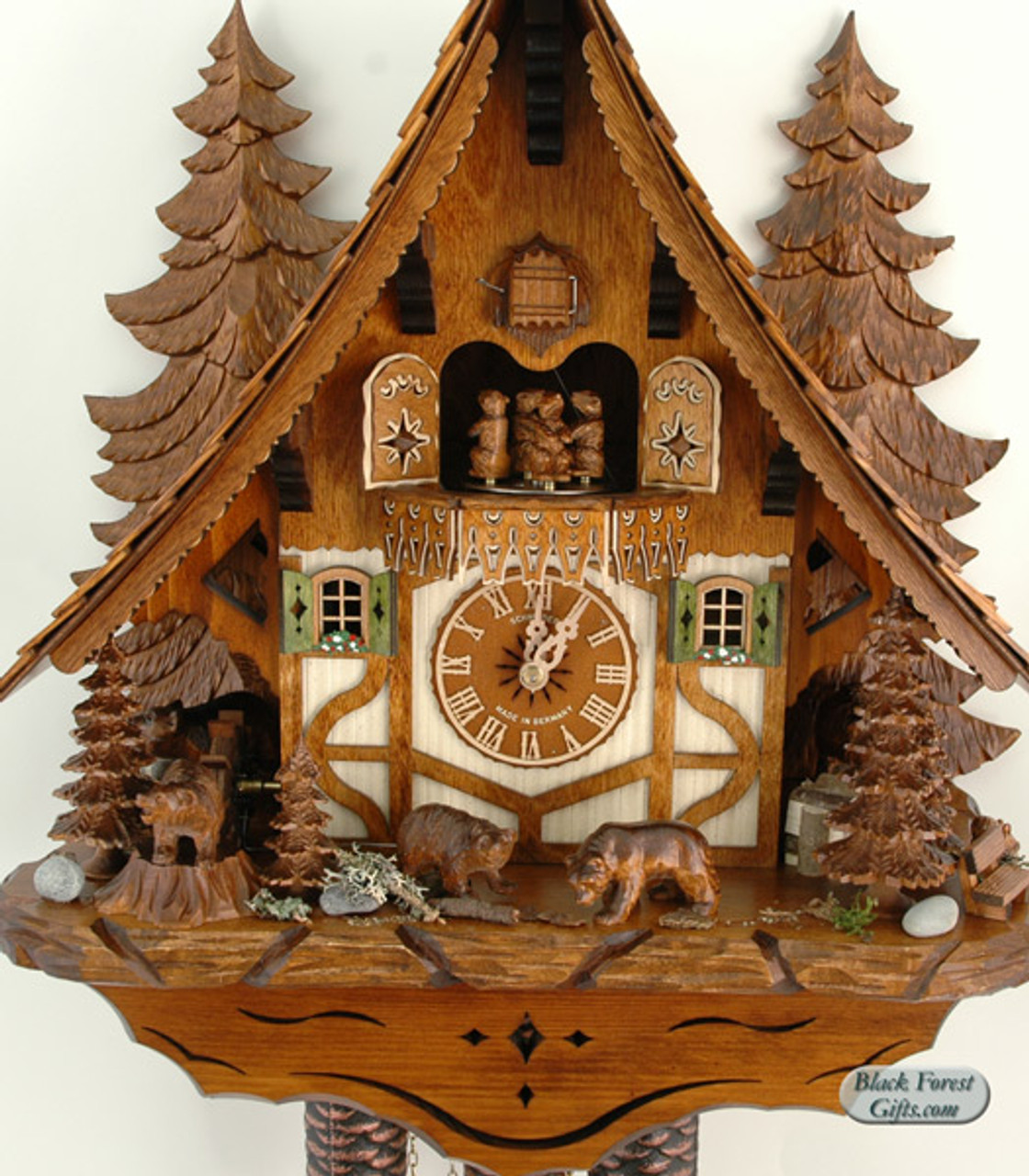 8TMT2653-9 Anton Schneider 8 Day Bears in Forest Cuckoo Clock