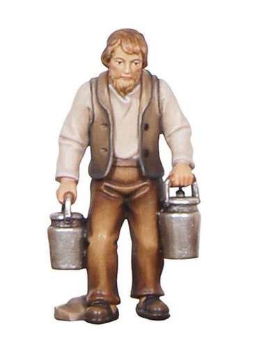 801020 Shepherd with Milk Can Painted Kostner Nativity from Pema in Italy