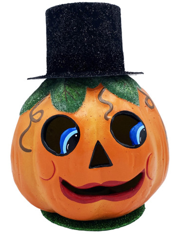 401SP Jack O Lantern with Top Hat Ino Schaller Paper Mache Candy Container