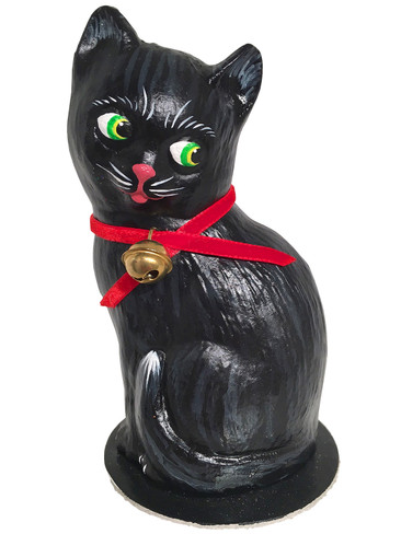 151-2 Halloween Black Cat Schaller Paper Mache Candy Container