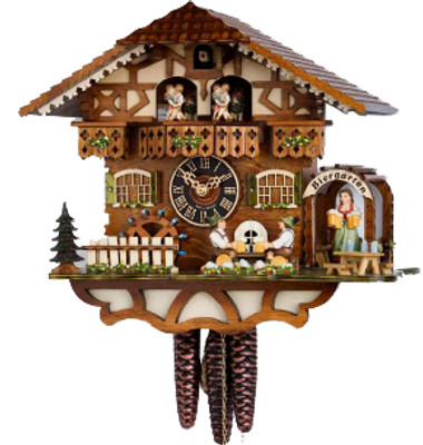 6764Tzenzi Musical Bavarian Beer Garden Chalet 1 Day Cuckoo Clock