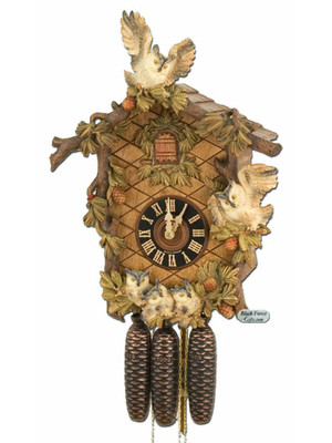 8639-6BU Hones LE 8 Day Carved Owls Cuckoo Clock