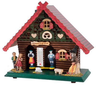 861 Wooden Bavarian German Weather House with Thermometer