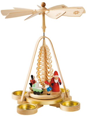 16687 Santa Scene Tea Light Christmas Pyramid