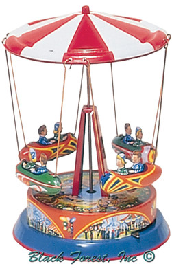 045MR Carousel with Rocket Ships Tin Toy made in Germany