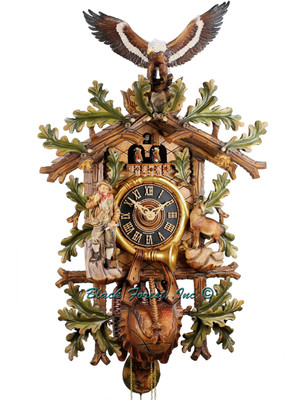 8667-8Tbu Hones Large 8 Day Painted Hunters Cuckoo Clock