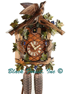 8T 337-10 8 Day 3 Bird Anton Schneider Painted Carved German Cuckoo Clock