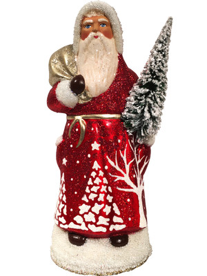 1721SCH Santa Beaded Red Schaller Paper Mache Candy Container