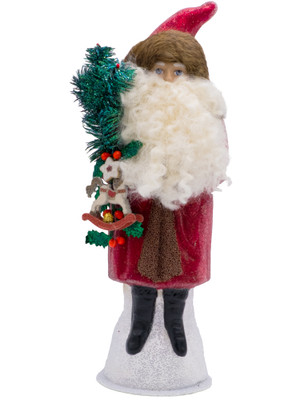 144 Red Beaded Santa with Tree Schaller Paper Mache Candy Container