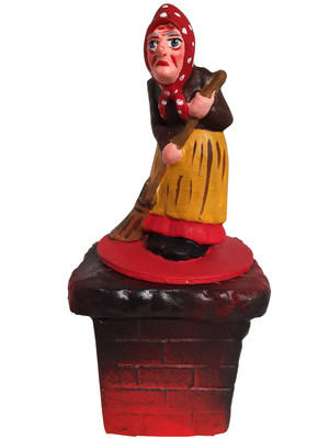 402-21 Halloween Witch on Chimney Schaller Paper Mache Candy Container