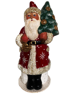 1918 Santa with Snowflake Coat Schaller Paper Mache Candy Container