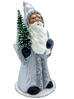 19255 Santa with Silver Beads Schaller Paper Mache Candy Container