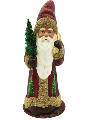 1928 Santa with Beaded Coat Schaller Paper Mache Candy Container