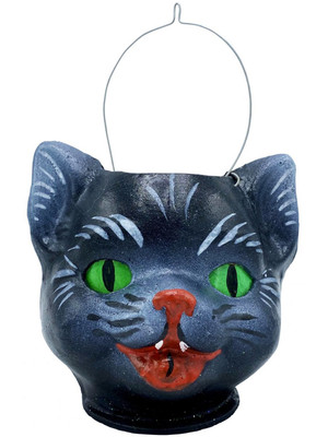 401 Black Cat Jack O Lantern Schaller Paper Mache Candy Container