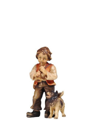 801076 Boy with Dog Real Wood Painted Kostner Nativity from Pema in Italy