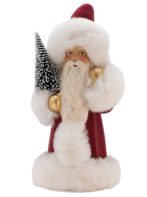 1833 Red Beaded Santa from Ino Schaller Paper Mache Candy Container