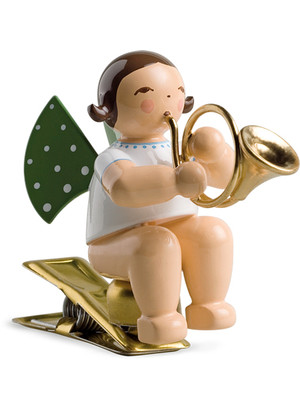 650-90-17 Angel Ornament with French Horn on Clip from Wendt and Kuhn