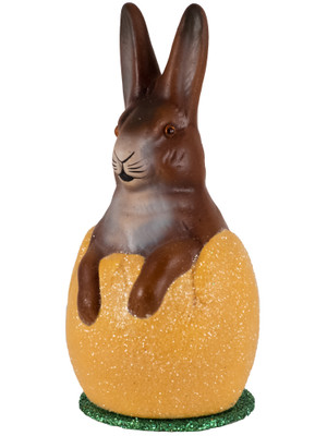82-2 Easter Bunny in Yellow Egg with Glitter Ino Schaller Paper Mache
