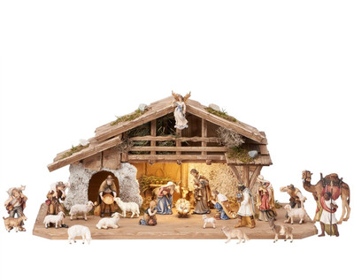 801658 Set 25 pcs Painted Kostner Nativity Lighted from Pema in Italy