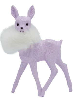 00-7-LV Lavender Glitter Deer with fur from Ino Schaller Paper Mache