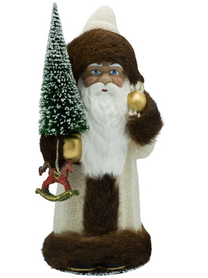 1941-4-WG Large White Gold Beaded Dark Fur Santa from Ino Schaller