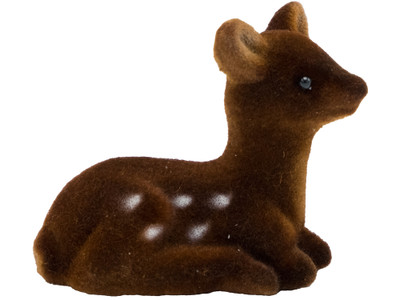 282-2 Small Lying Bambi Flocked with Spots Deer from Ino Schaller Paper Mache