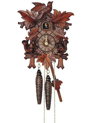 89-11 Anton Schneider Carved Squirrels 1 Day Cuckoo Clock