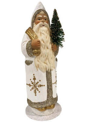  2429 White Santa with Gold Flakes and Crystals from Ino Schaller