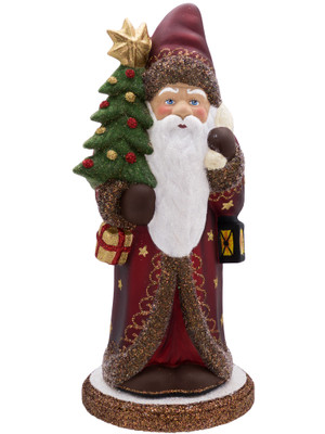 1833B Bordeaux with Gold Santa from Ino Schaller Paper Mache Candy Container