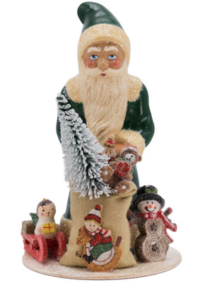1745-G Green Santa with Soft Bag from Ino Schaller