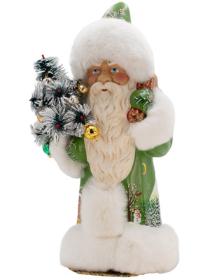 41-G Green Santa from Ino Schaller Paper Mache Candy Container