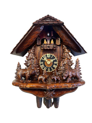86710T Hones 8 Day Carved Bear Cuckoo Clock