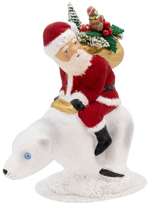18001 Santa Red Beaded on Polar Bear from Ino Schaller