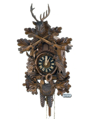 134-3NU Carved Live Hunters 1 Day Cuckoo Clock