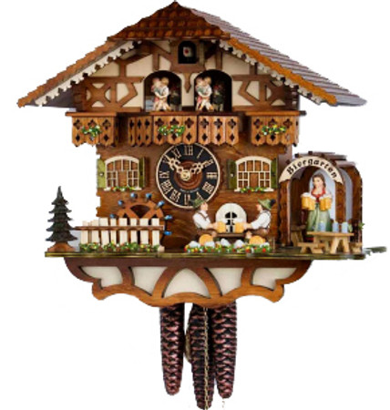 6764Tzenzi Musical Bavarian Beer Garden Chalet 1 Day Cuckoo Clock