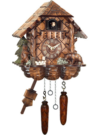 404QM Quartz Carved Bears Cuckoo Clock