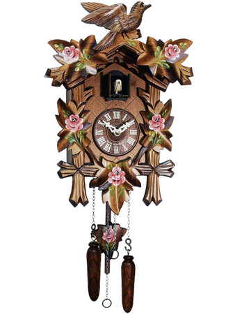 532-9Q Quartz Roses Carved Cuckoo Clock
