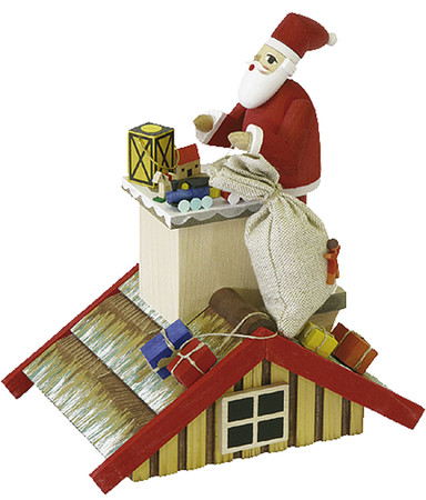 2601 Santa on Roof Erzgebirge Incense Burner Smoker