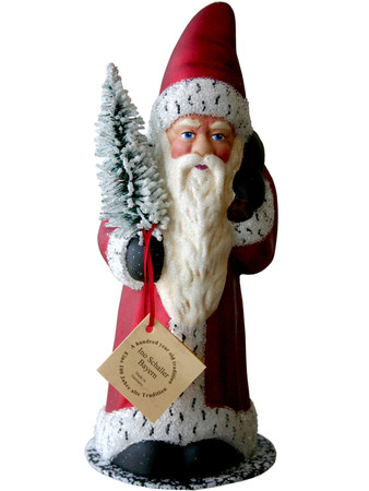 13282 Red Santa with Tree Schaller Paper Mache Candy Container