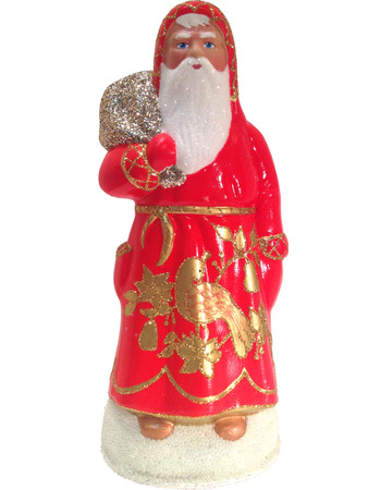 1621R Red Santa with Partridge Schaller Paper Mache Candy Container