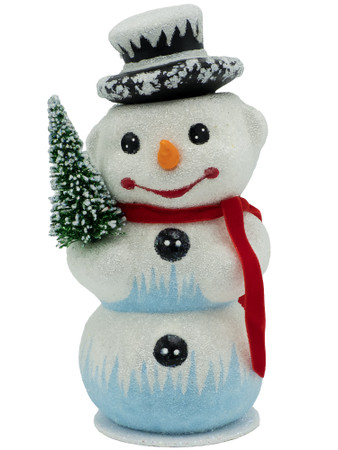 1850-4 Snowman with Tree Schaller Paper Mache Candy Container