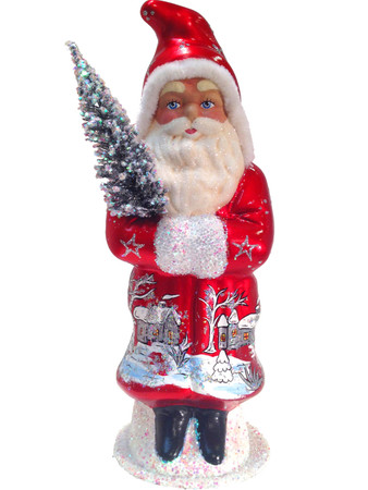 28513 Red Santa with Tree Schaller Paper Mache Candy Container