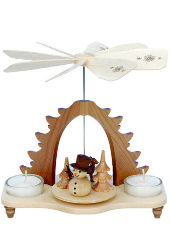 33-052 Snowman Natural Ulbricht Tea Light German Pyramid