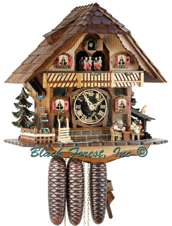 8TMT2555-9 Musical Beer Drinker Chalet 8 Day Cuckoo Clock